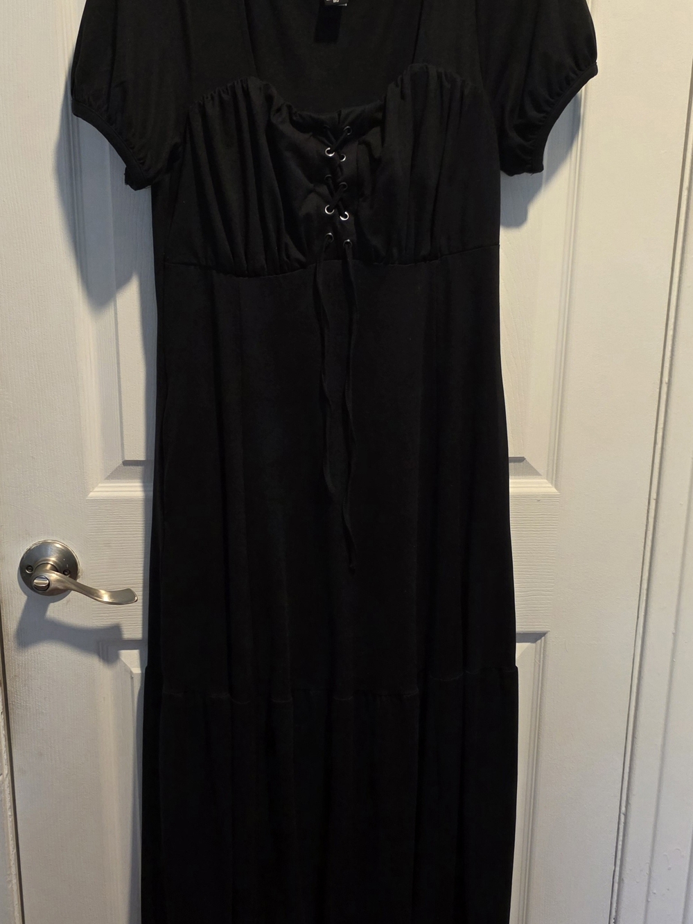 Hot Topic Black Lace-Up Maxi Dress